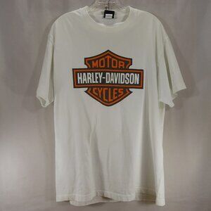 Men 2016 Harley Davidson White Bar Shield Logo T-Shirt Finks 555 Zanesville OH L
